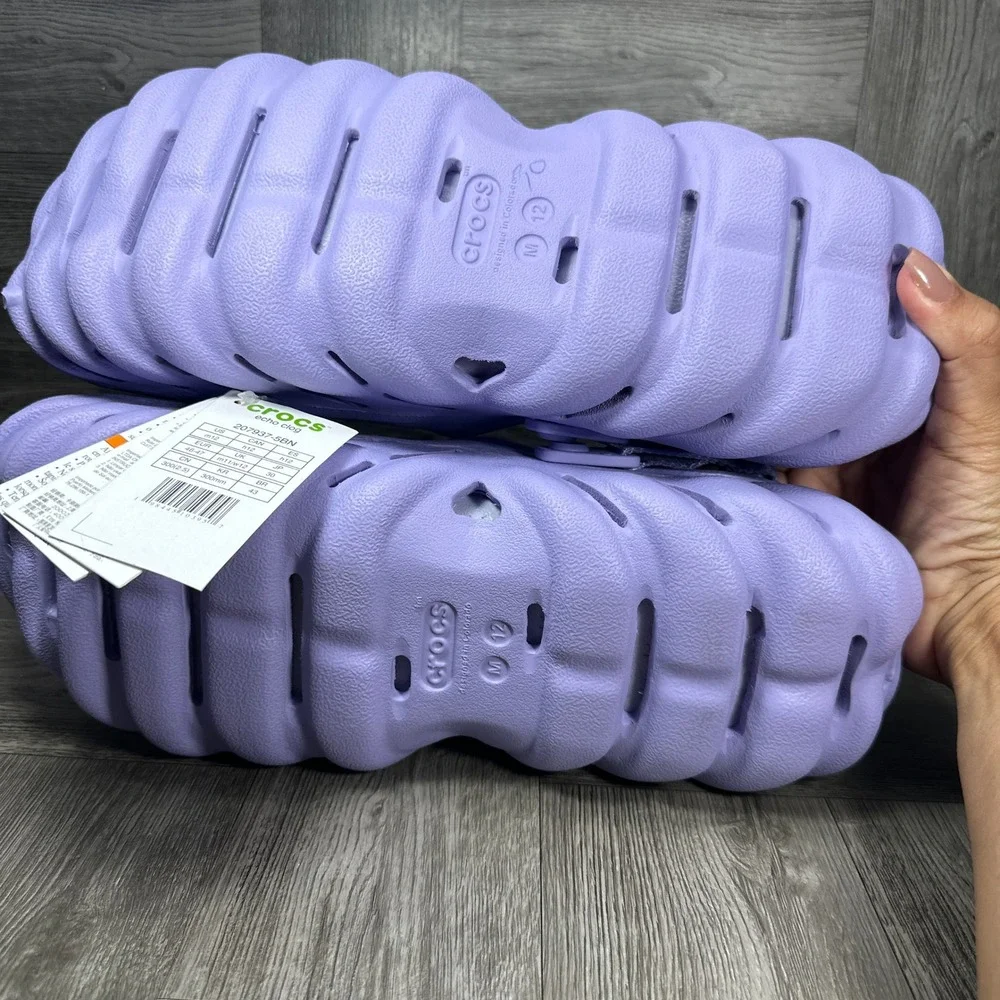 Crocs Echo Clog Mens Size 12 Purple Lavender Sporty Lightweight NEW 207937-5BN
